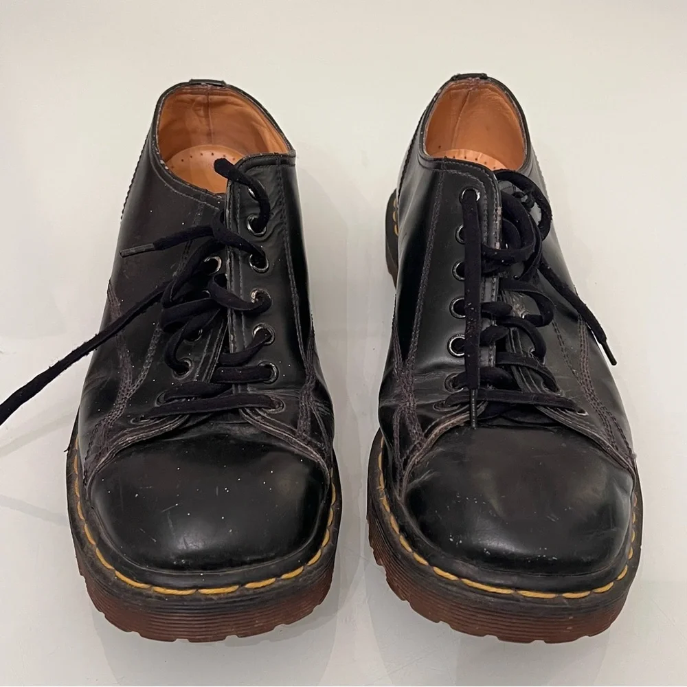 DR. MARTENS 8019 Made in England Vintage 6-Eye Work Shoes Black Leather - Picture 8 of 8